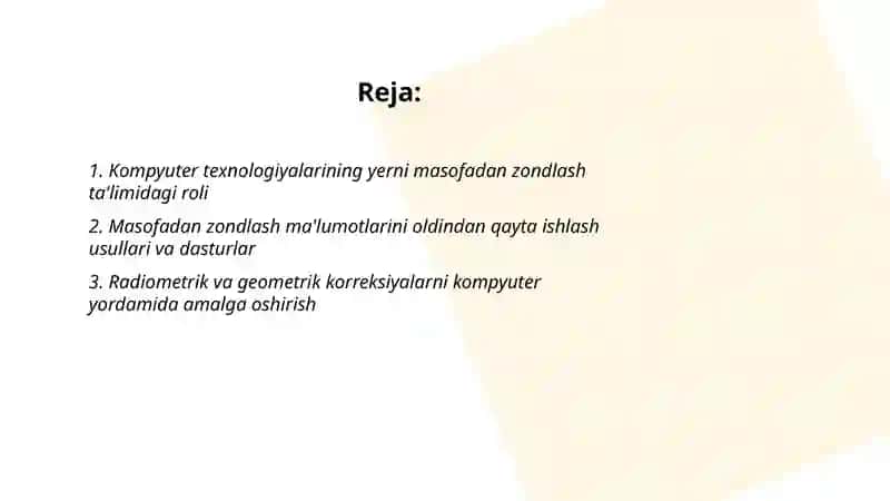 Yerni masofadan zondlashni òrganishda kompyuter texnologiyalaridan foydalanish 2