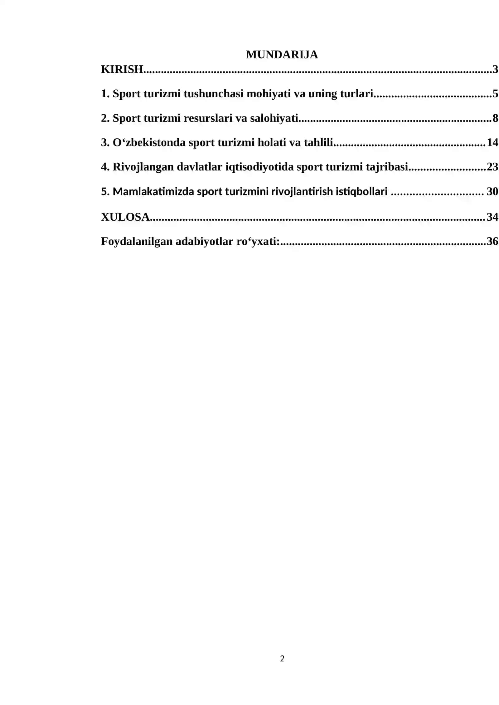 Turizm Nazariyasi Kurs Ishi 2