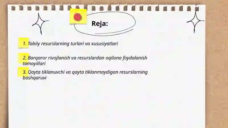 Tabiiy resurslardan oqilona foydalanish asoslari 2