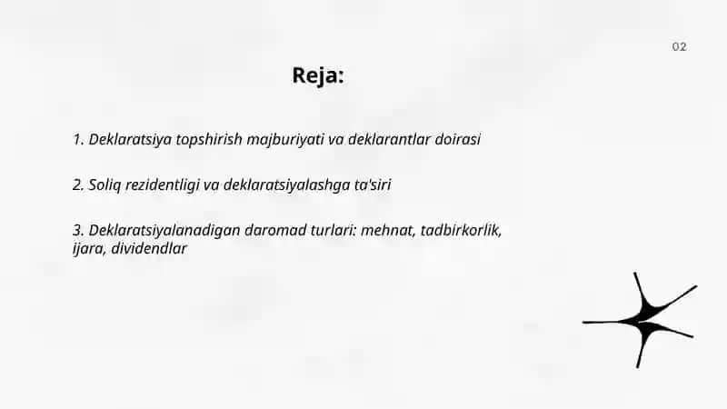 Jimsmoniy shaxslarning yillik daromadlarini deklaratsiyalash tartibi 2