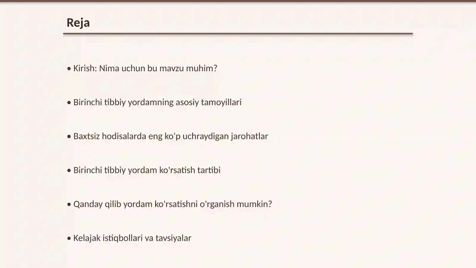 Ishlab chiqarish va yashash muhitida baxtsiz hodisalarda birinchi tibbiy yordam 2