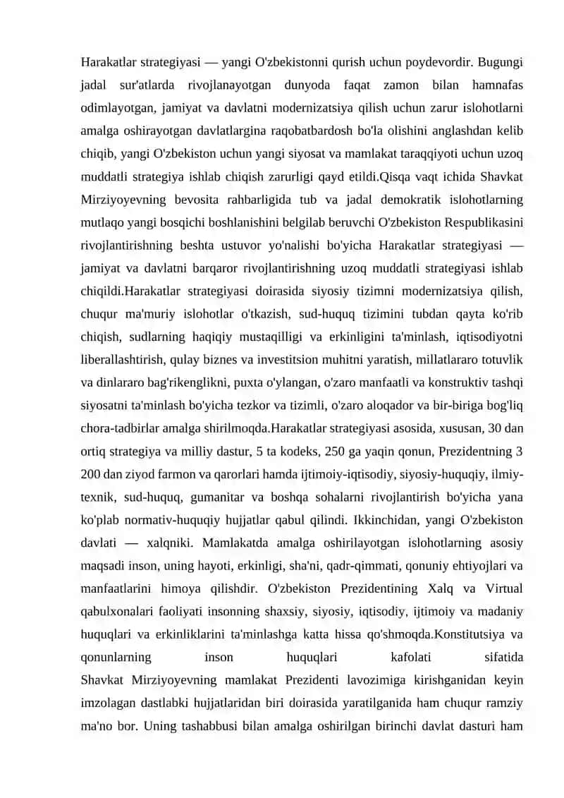 Yangi O‘zbekistonda Prezident SH.M.Mirziyoyev rahbarligi va tashubbusi ostida amalga oshirilyotgan islohotlar 2