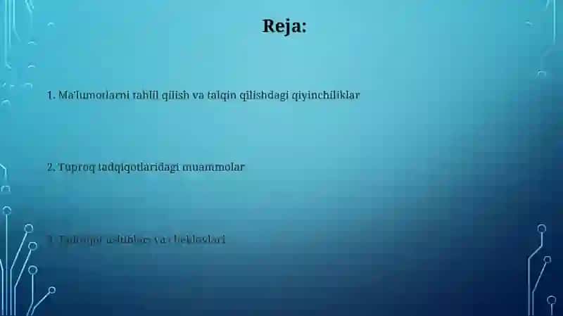 Tuproqlami tadqiq qilish masalalari 2