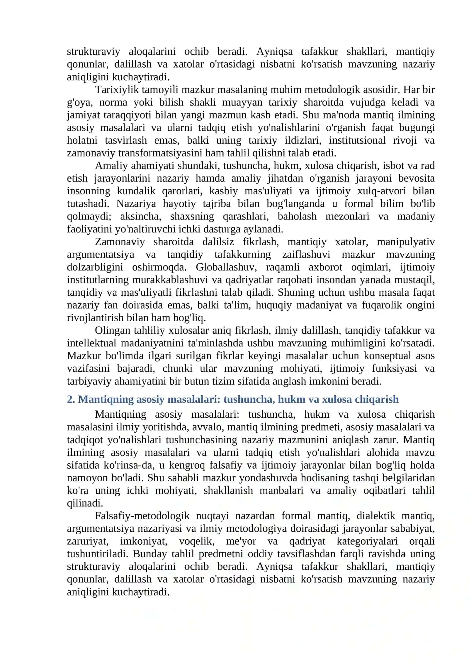 Mantiq ilmining asosiy masalalari va ularni tadqiq etish yo'nalishlari 2