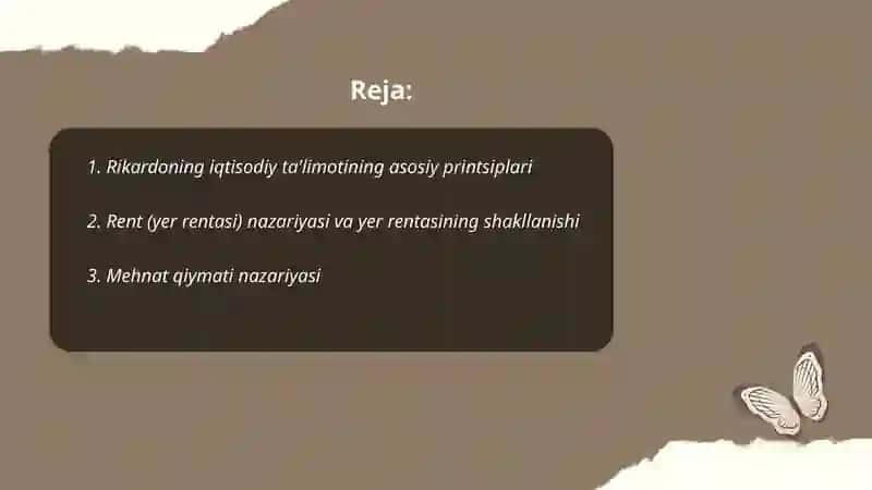 D.Rikardoning(1772-1823) iqtisodiy ta'limoti 2