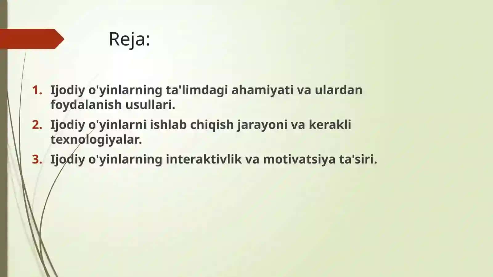 Ijodiy oʼyin ishlanmasini loyihalash 2