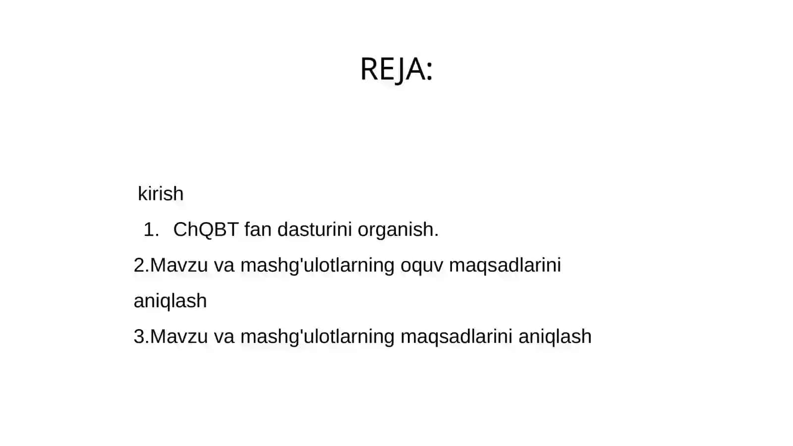 Dasturni o'rganish o'quv rejasini tahlil qilish 2