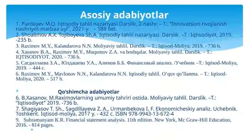 Iqtisodiy tahlilning predmeti, asosiy vazifalari va tamoyillari 2