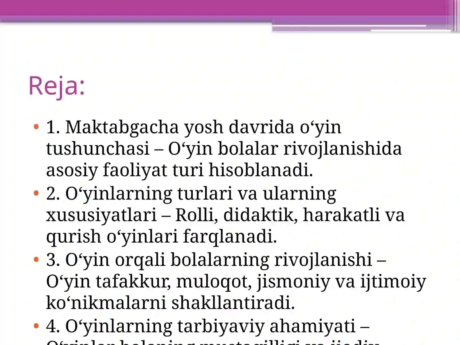 O'yin maktabgacha yosh davrida yetakchi faoliyat sifatida 2