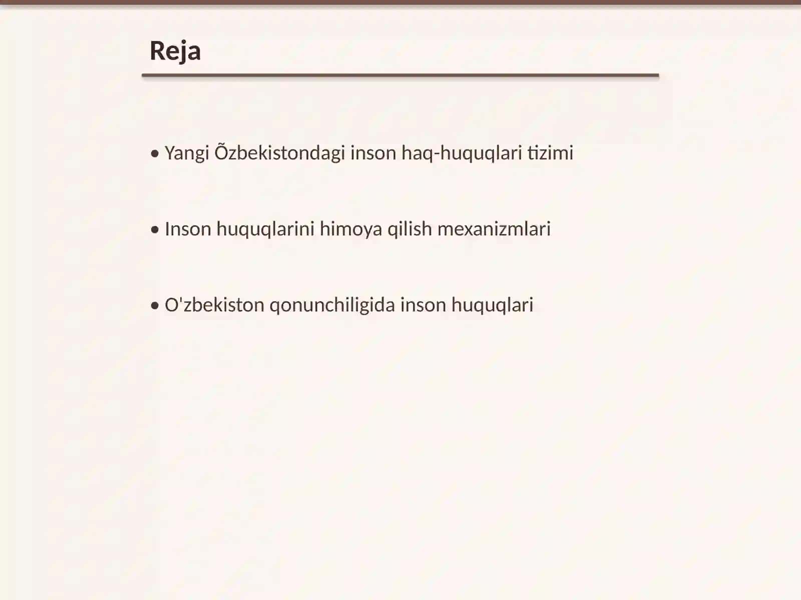 Yangi Õzbekistonda inson haq-huquqlari va erkinliklari kafolatining yaratilishi mavzuga oid manbalarni tahlil qilish 2