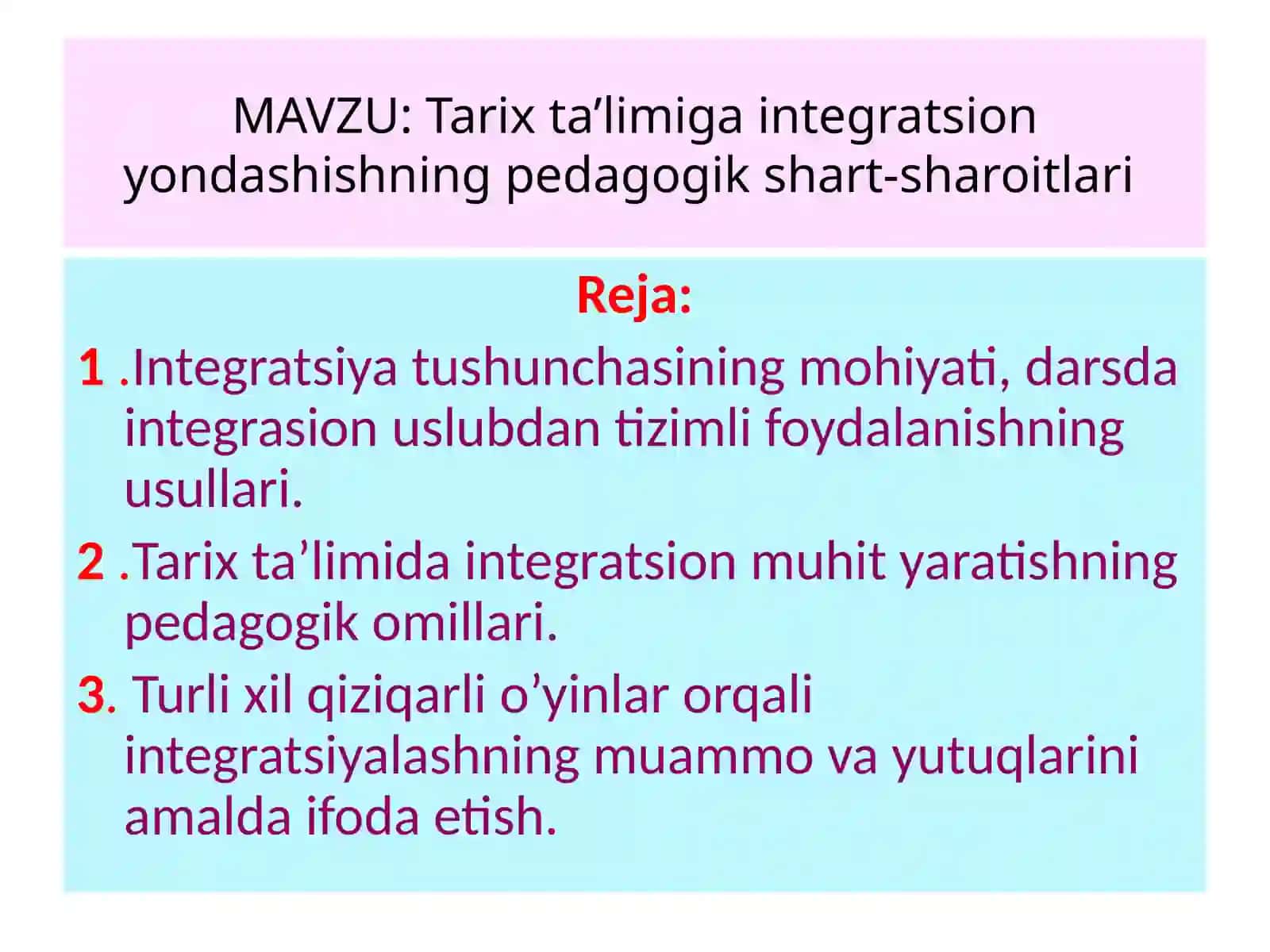 Tarix ta’limiga integratsion yondashishning pedagogik shart-sharoitlari 2