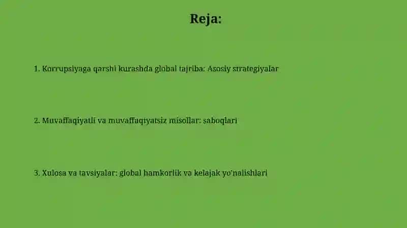 Korrupsiyaga qarshi kurashning jahon tajribasi 2