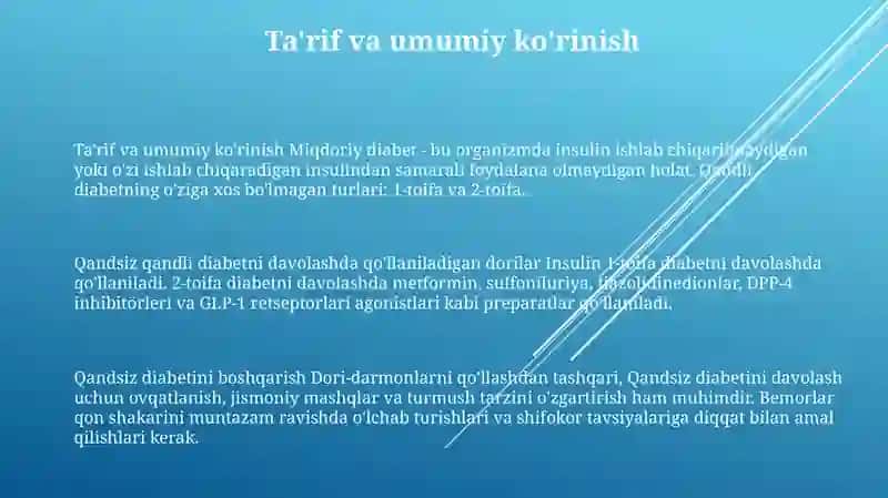 Qandsiz Diabetni Davolashda Ishlatiladigan Dori Vositalari 2