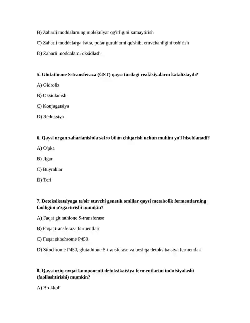 Zaharli moddalarning organizmdagi metabolizmi 2