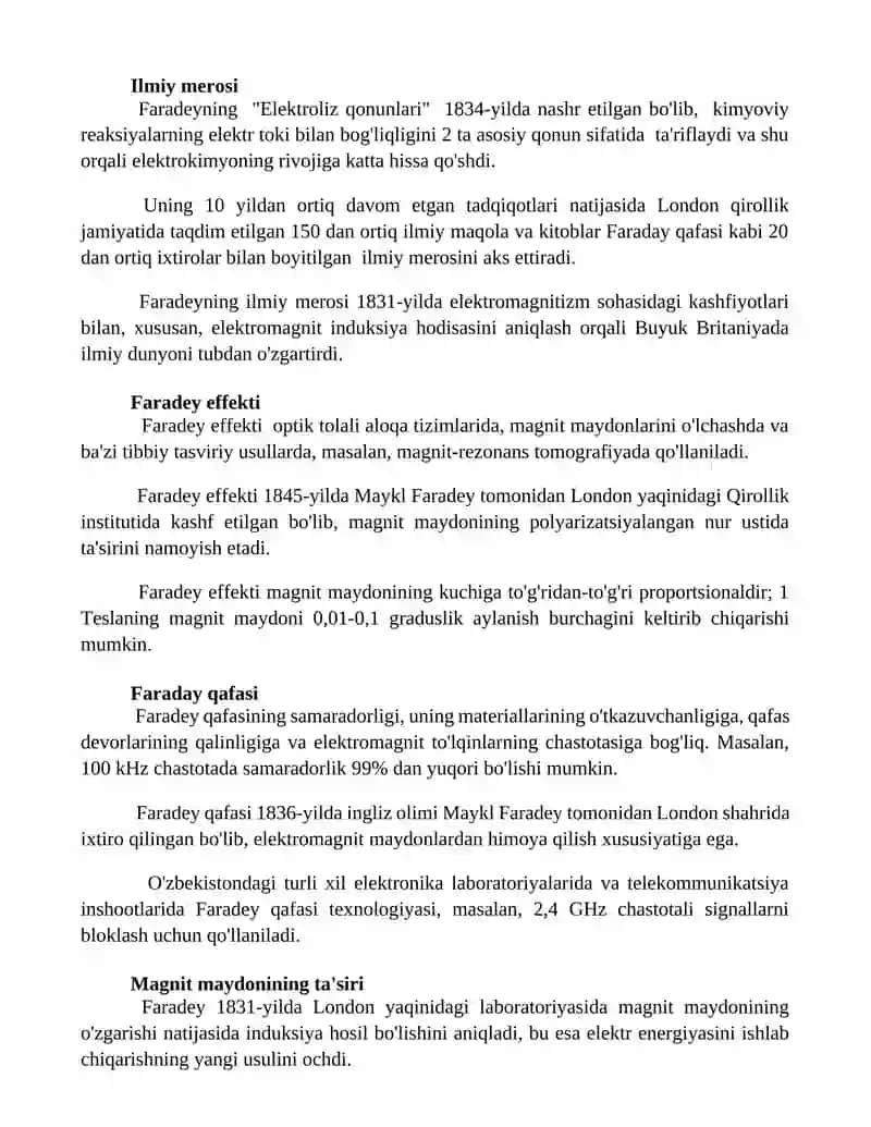 Faradey tajribalari 2