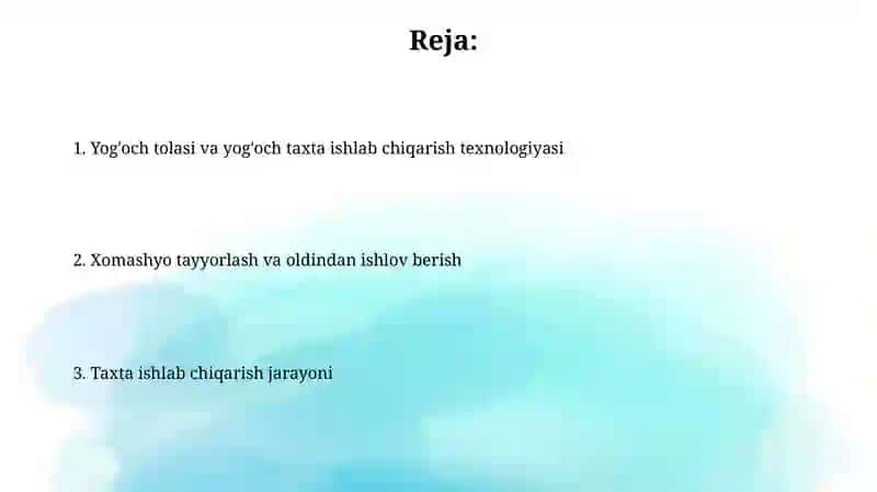 Yog'och tolali va yog'och qirindili plitalar ishlab chiqarish texnologiyasi 2