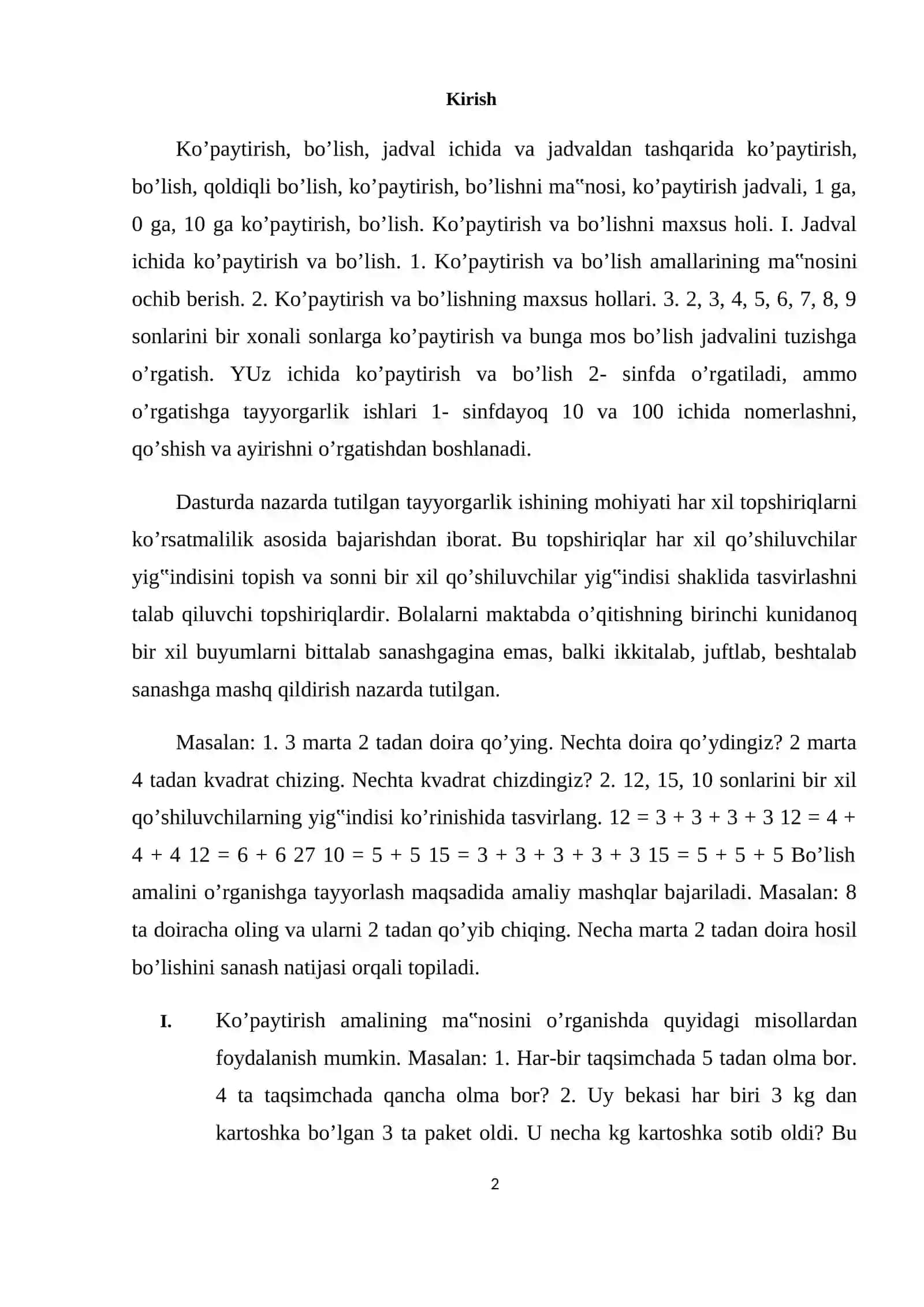 Jadval Ichida Ko’paytirish va Bo’lish Amallarini O’rgatish Metodikasi 2
