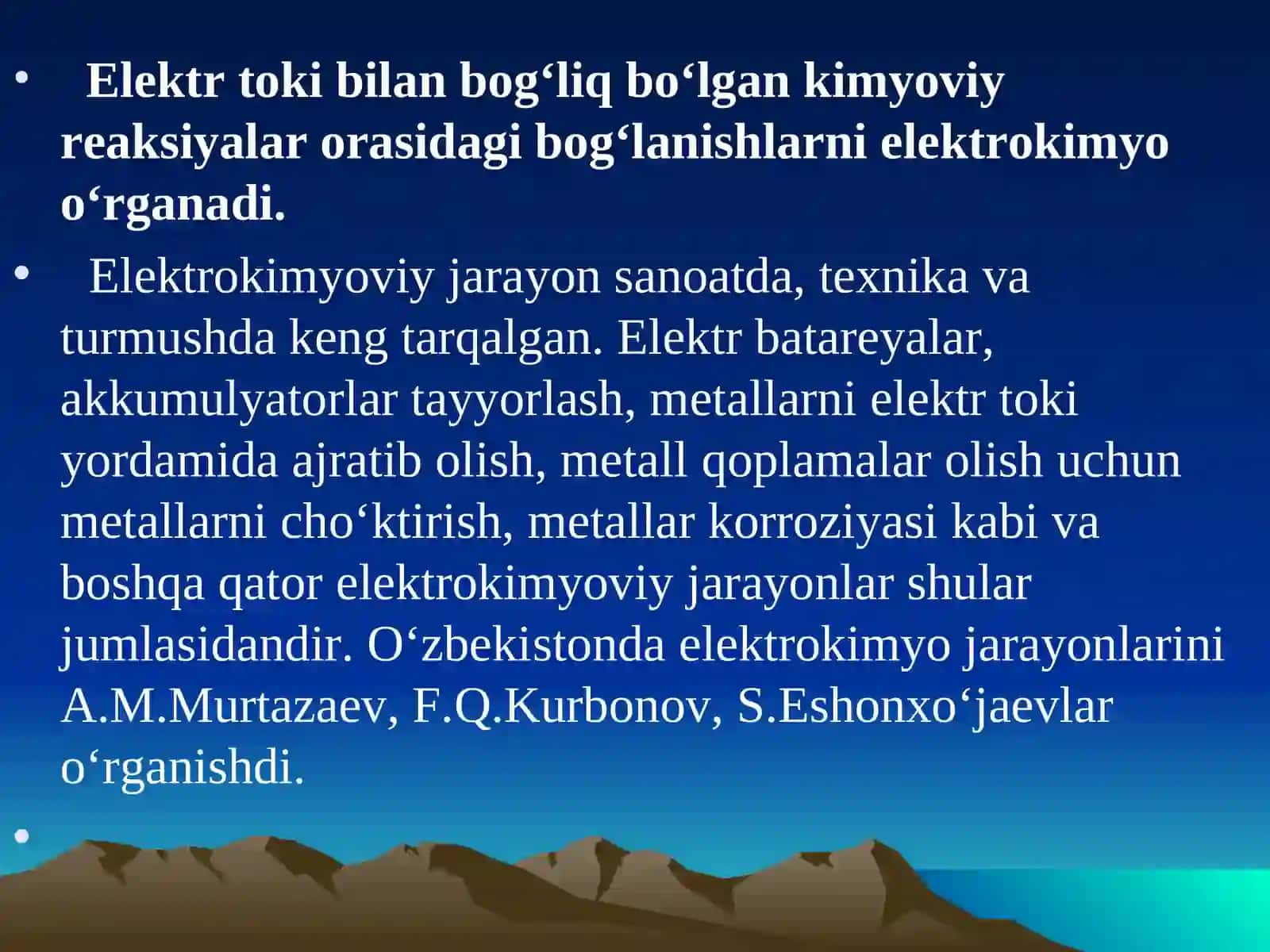 Elektrokimyoviy jarayonlar.Elektroliz 2