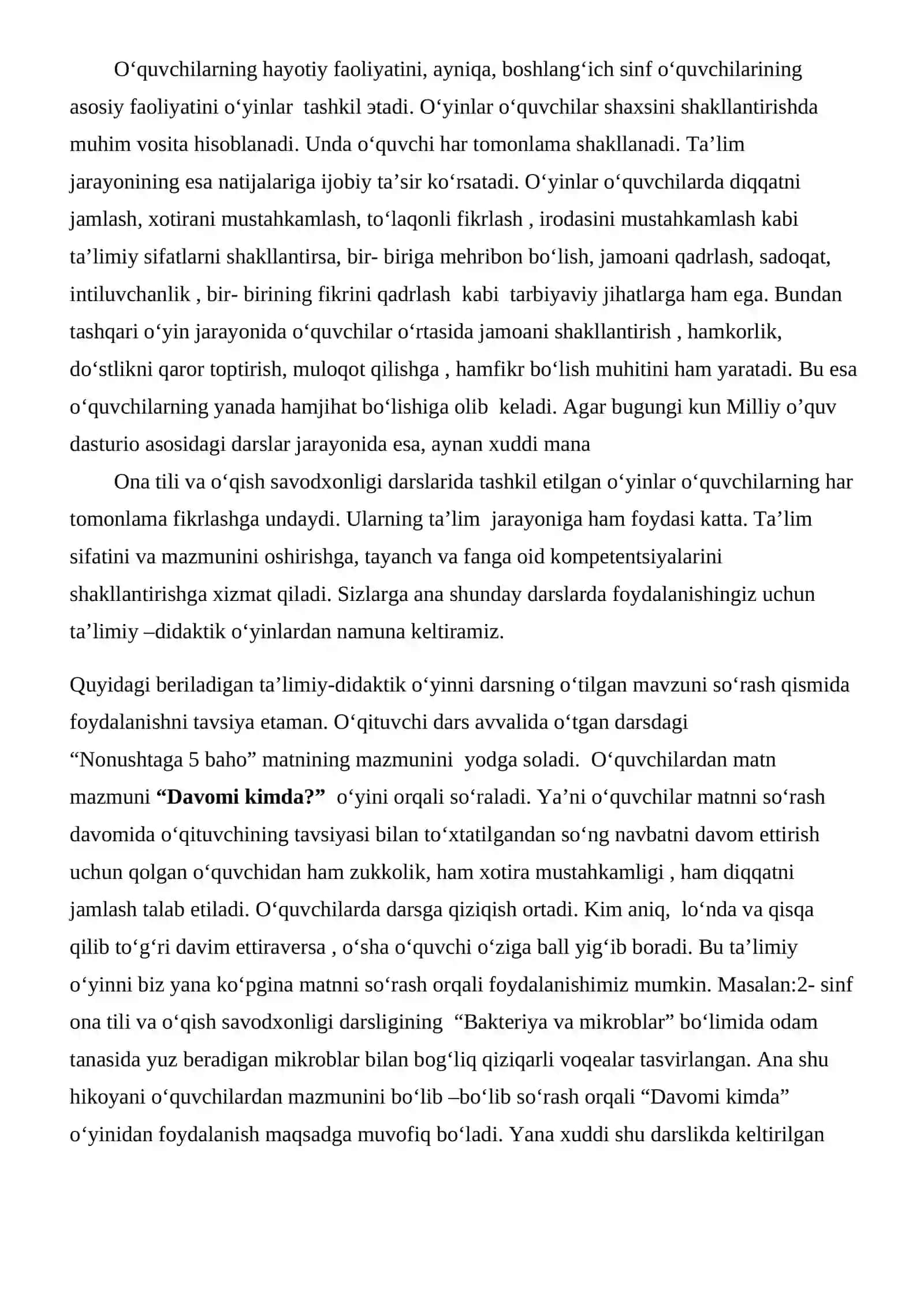 Ona tili va o‘qish savodxonligi darslarida ta’limiy-didaktik o‘yinlar 2