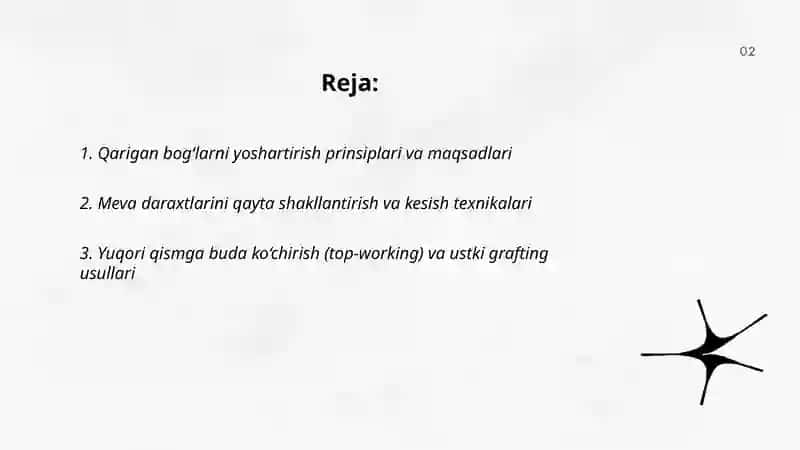 Qarigan bogʻlarni yoshartirish texnologiyasi 2