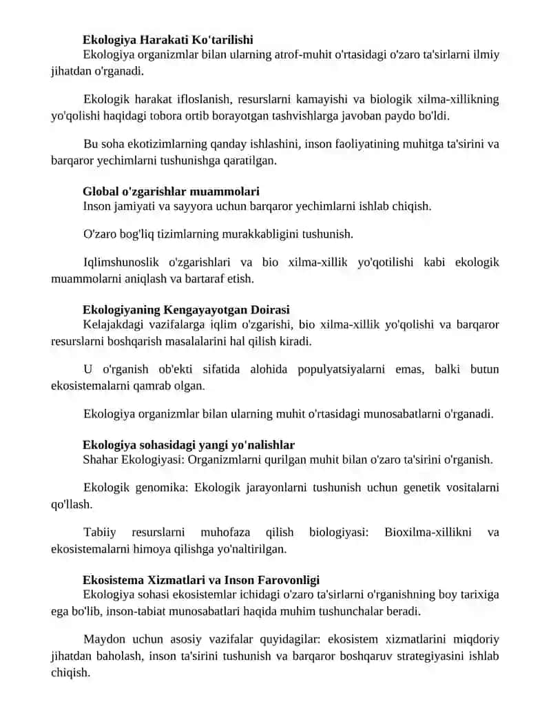 Ekologiya fanining tarixi va vazifalari 2