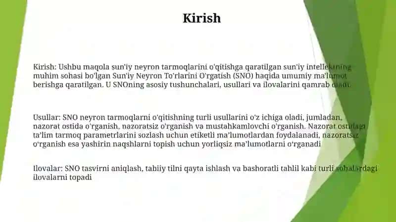 Sun'Iy Neyron To'Rlarini O'Rgatish 2