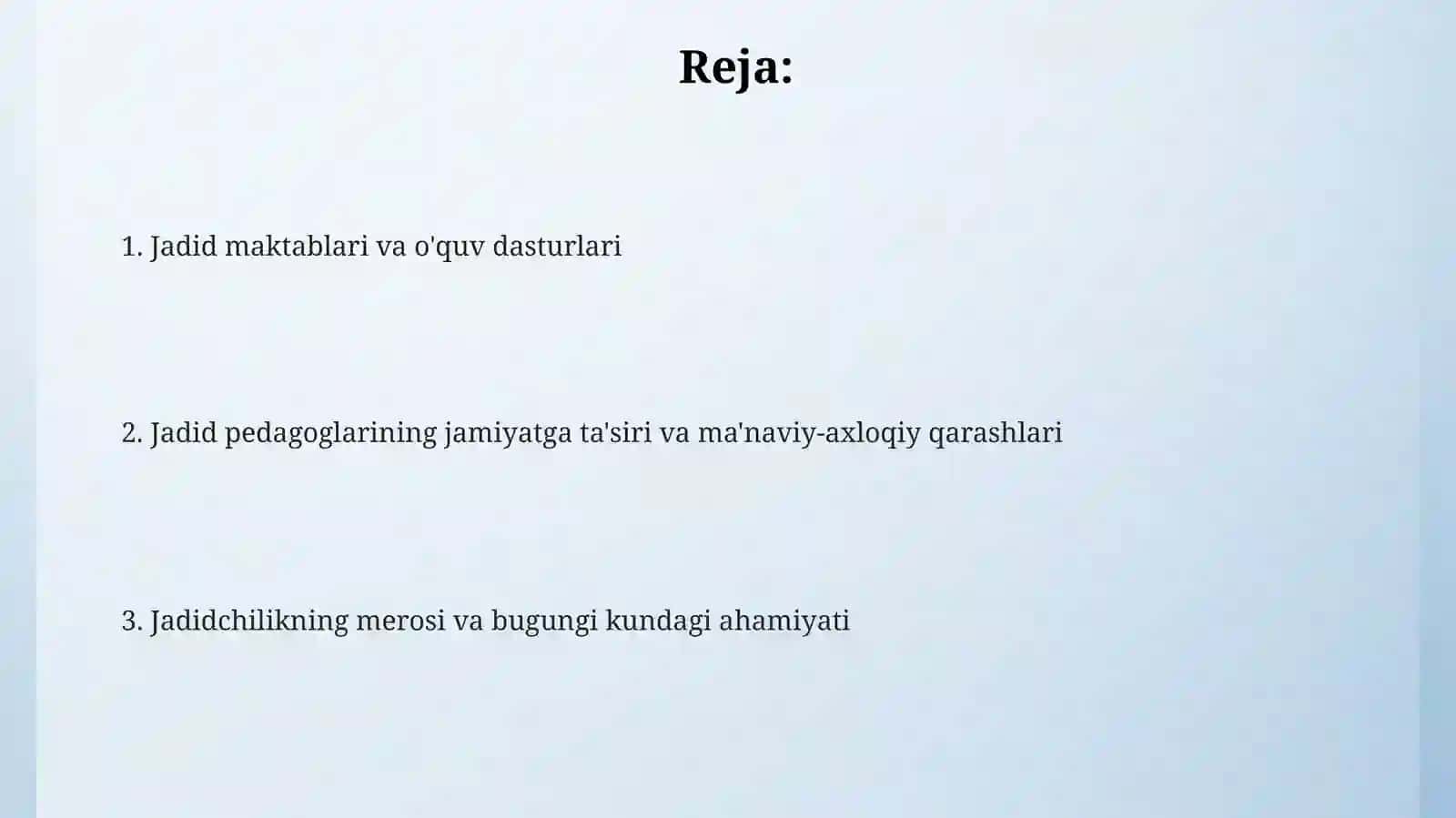 Jadid marifatparvarlarining o'lka ijtimoiy-manaviy hayotiga tutgan o'rni 2