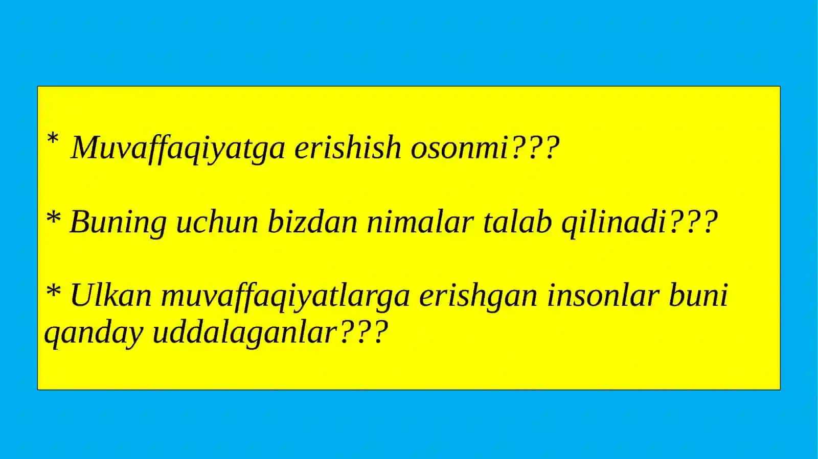 MAVZU:MUVAFFAQIYAT – QUNT VA QAT’IYAT NATIJASI 2