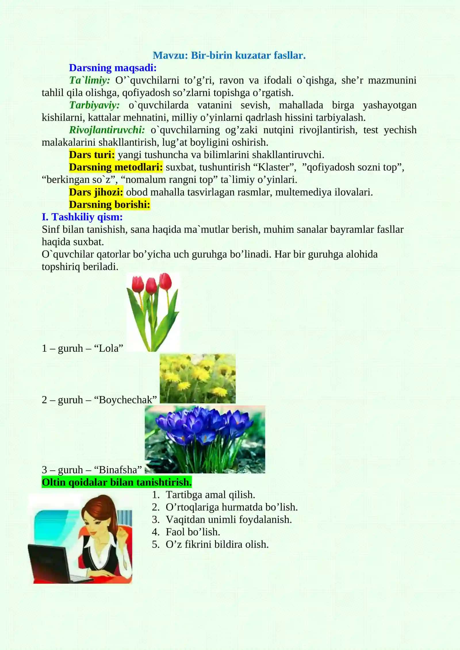 3-sinf O'qish Bir-birin kuzatar fasllar 2