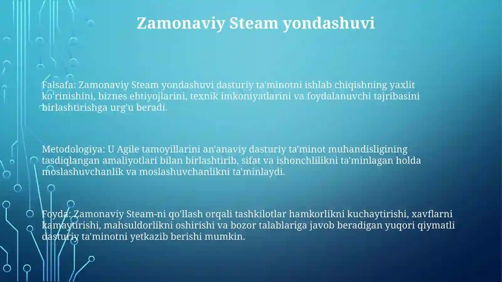 Zamonaviy Steam YondashuviDavrTalabi 2