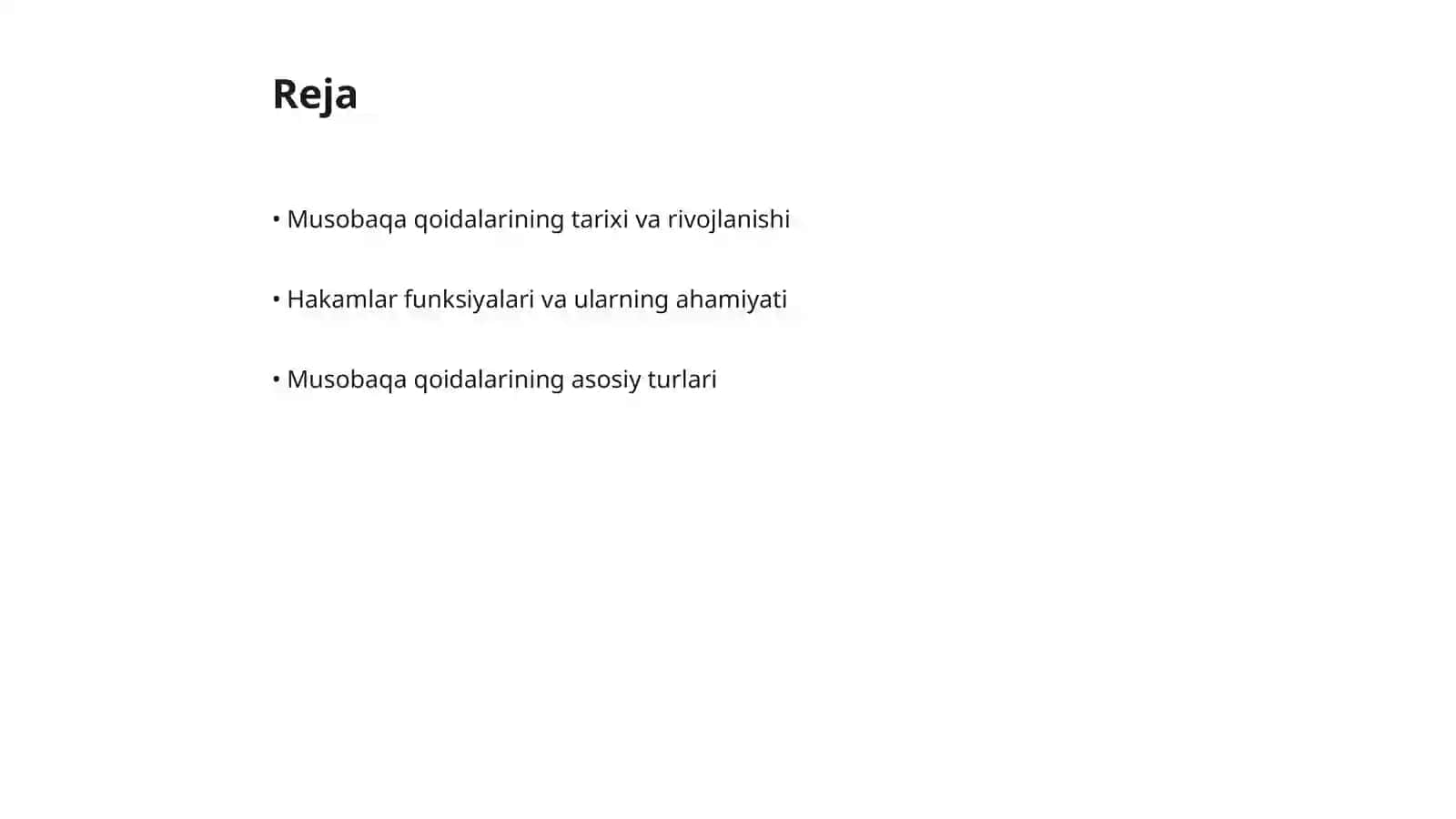 Musobaqa qoidasi va hakamlar funksiyalari haqidagi bilimlarni o‘zlashtirish 2