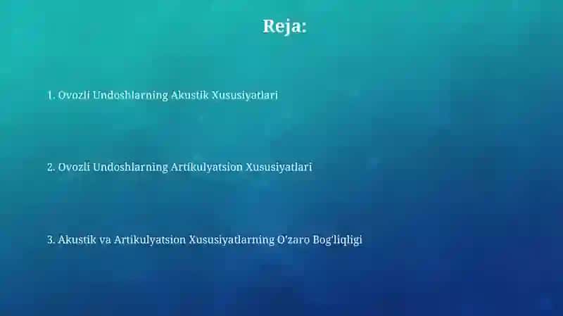 Akustik va Artikulyatsiya Xususiyatlari 2