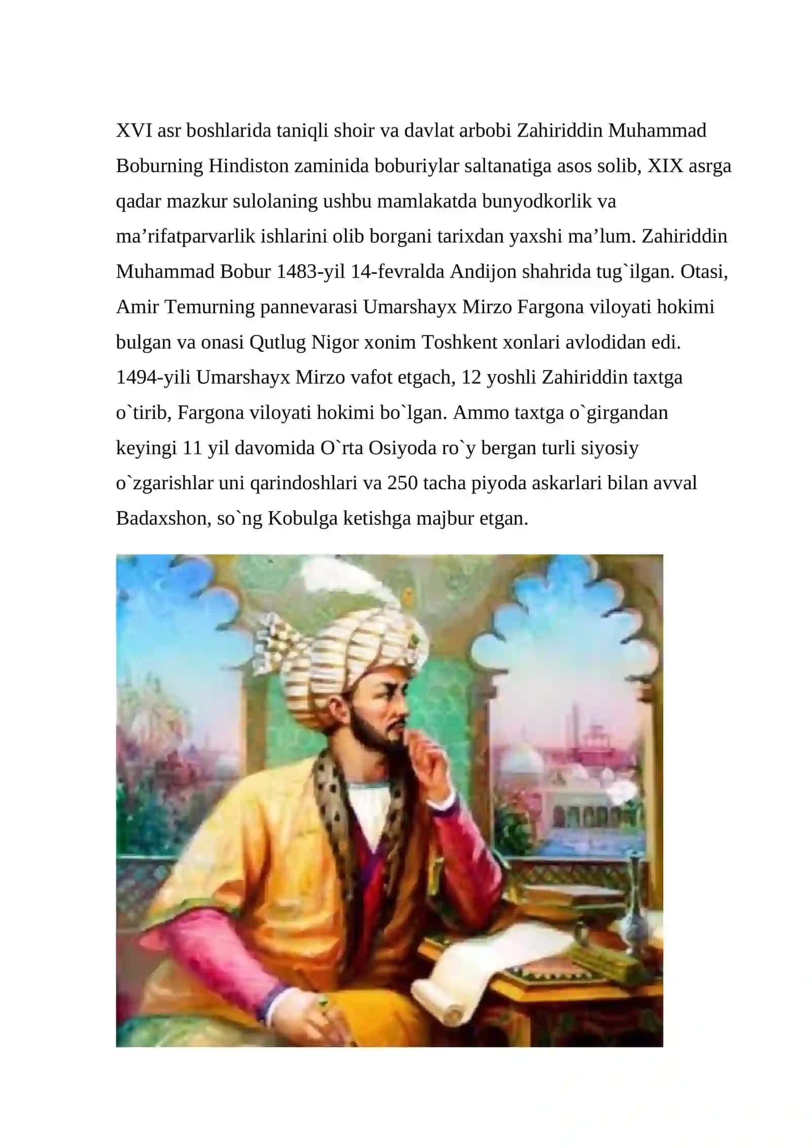 BOBURNOMA ASARIDA TABIATGA OID BANDLARINI O'RGANISH 2