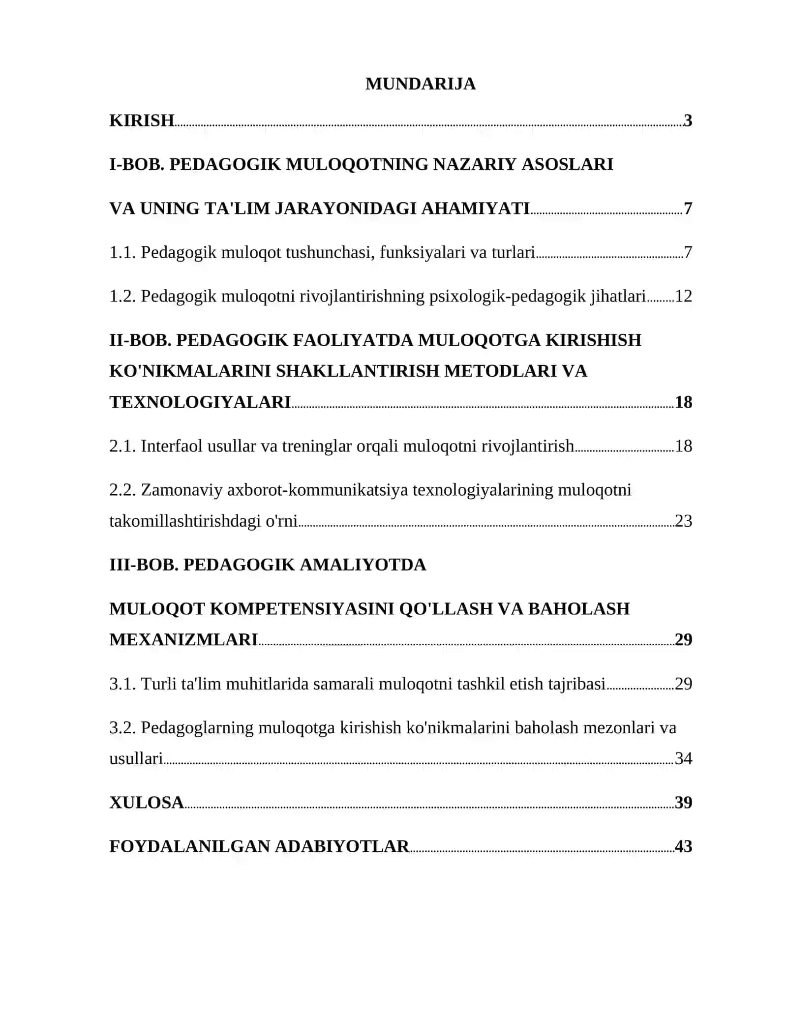 "PEDAGOGIK FAOLIYATNI TASHKIL ETISHDA MULOQATGA KIRISHISHNI RIVOJLANTIRISH" 2