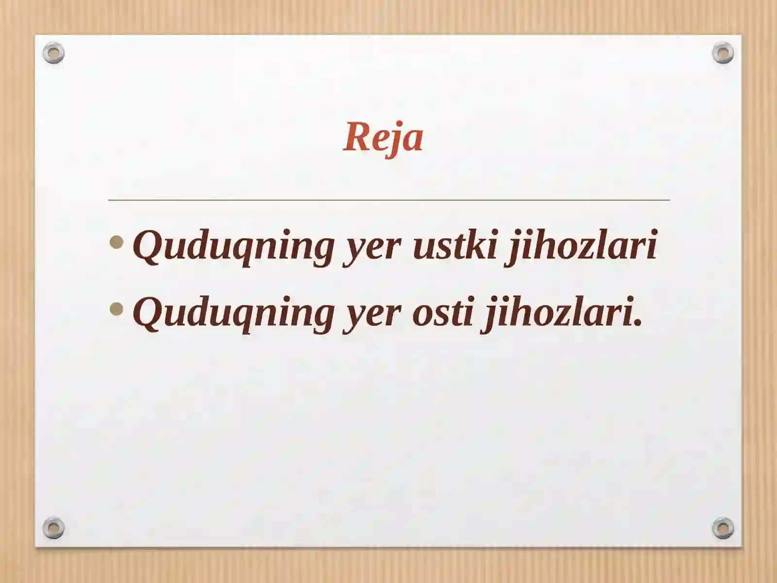 Quduqning yer osti va yer ustki jixozlari 2