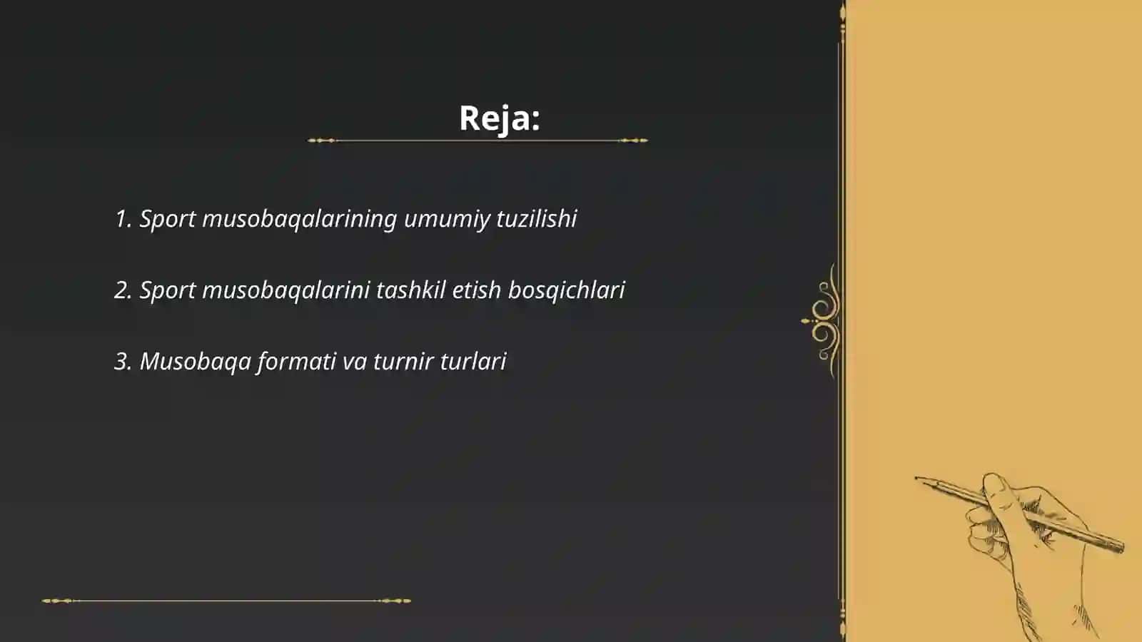 Sport musobaqalari tizimi va sporta musobaqa faoliatning o'ziga xos xususiyatlari tafsifi 2