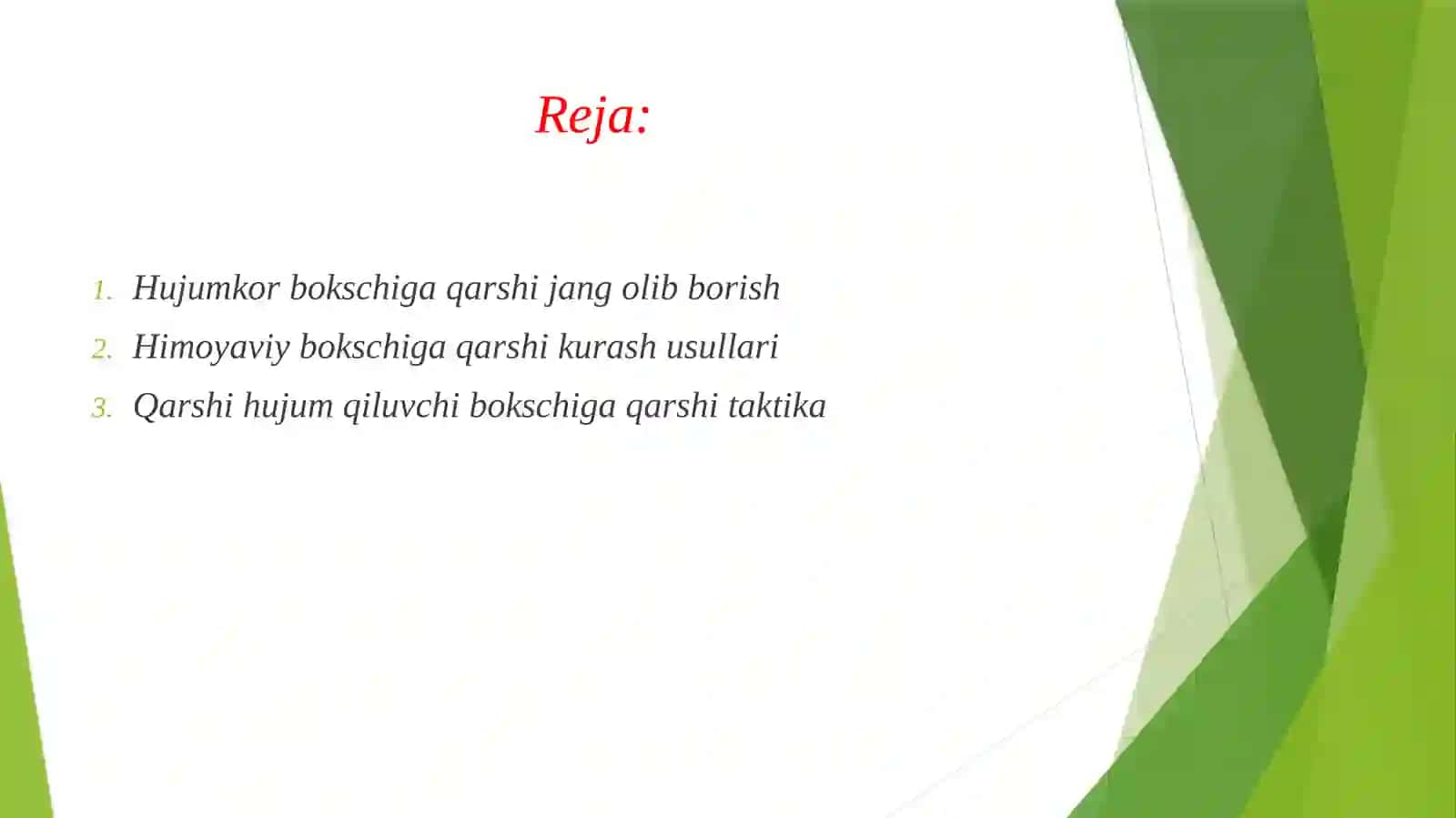 Turli boks usullariga qarshi jang olib borish 2