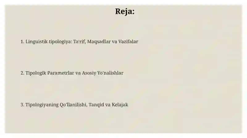 Lisoniy tipologiya: Ta'rif, maqsad va vazifalar 2