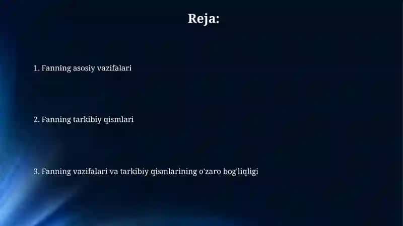 Fanning asosiy vazifalari va tarkibiy qismlari 2