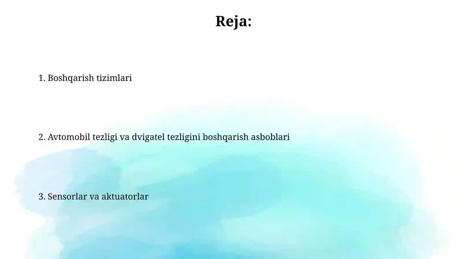 Avtomobil tezligini va divigatel aylanishlar sonini nazorat qilish asboblari 2