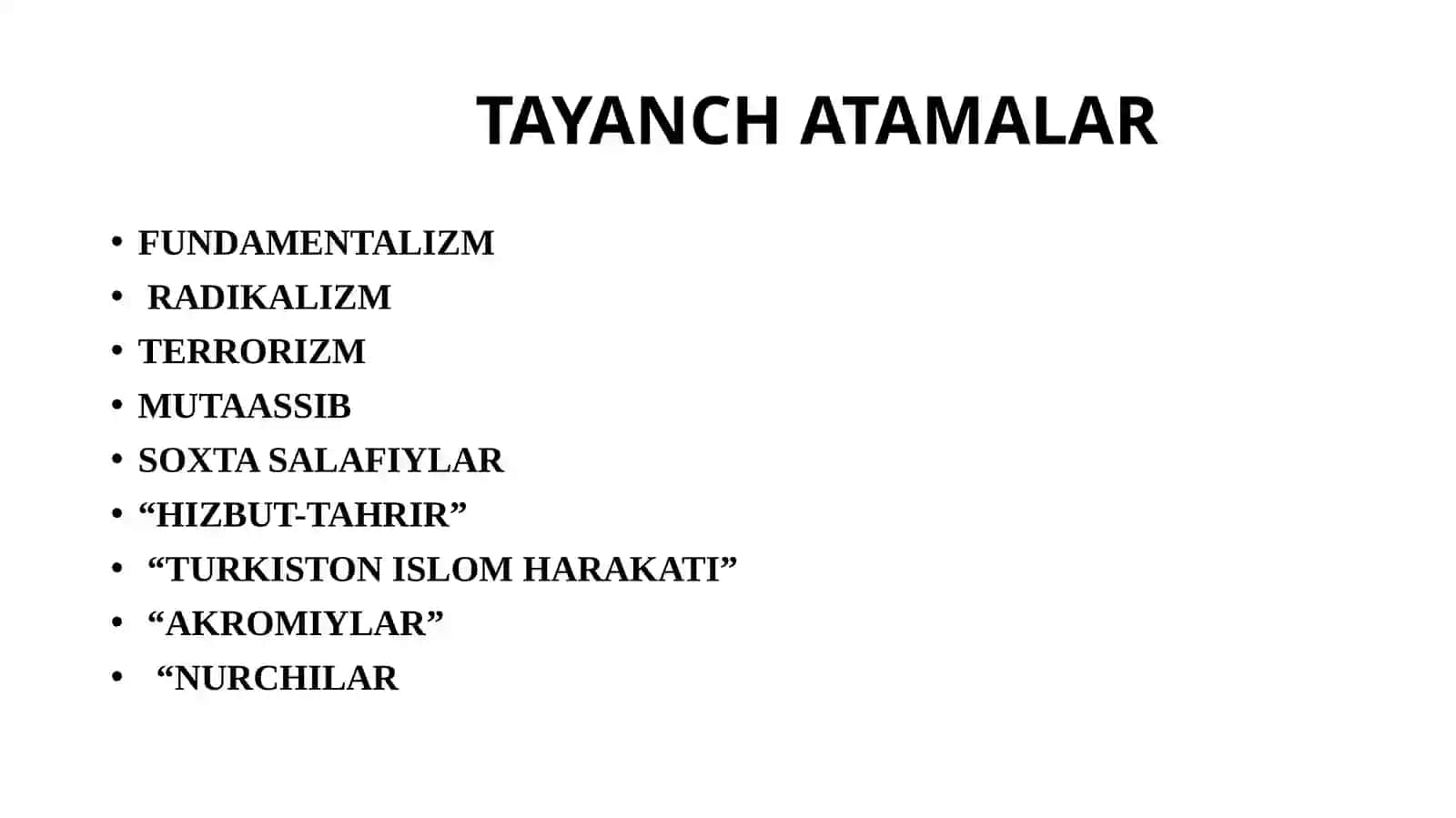 DINIY FANATIZM, EKSTREMIZM, FUNDAMENTALIZM, TERRORIZMNING TARIXI VA ULARNING HOZIRGI DAVRDA XAVFSIZLIKGA TAHDIDI 2