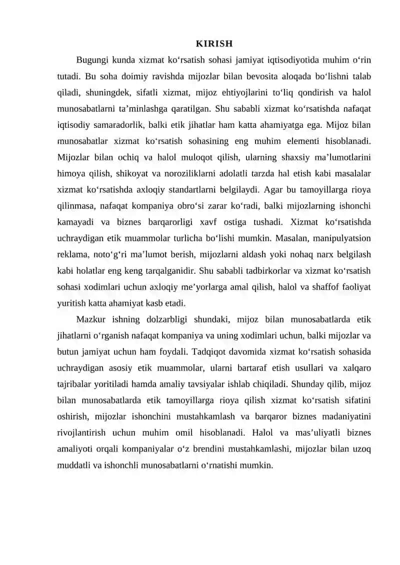 XIZMAT KO‘RSATISH SOHASIDA ETIK MUAMMOLAR: MIJOZ BILAN MUNOSABATLAR 2