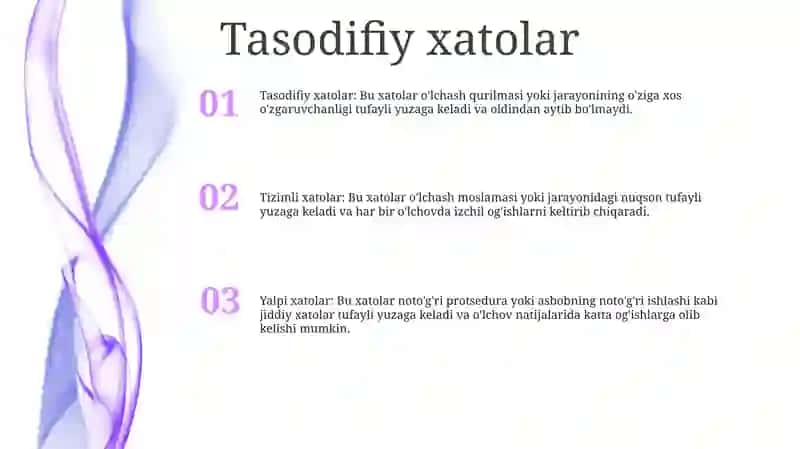 O'Lchash Xatoliklari Xatoliklar Klassifikatsiyasi 2