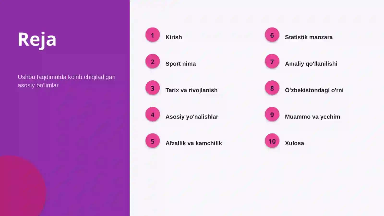 Sportning ahamiyati O'zbekistonda 2