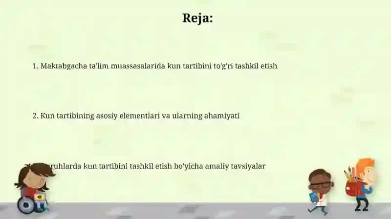 Kun tartibini to'g'ri tashkil qilish 2