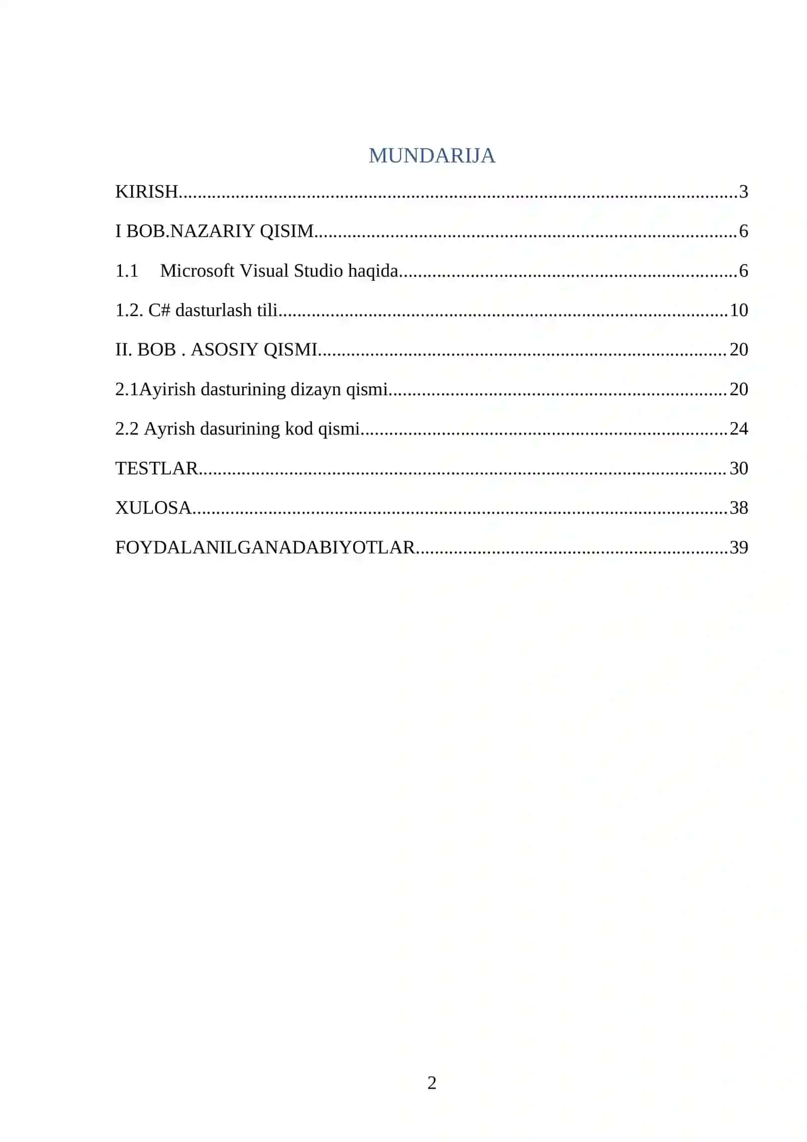 С# dasturlash tilida boshlang’ich sinf o’quvchilariga ayirish amalini o’rgatuvchi dastur yaratish 2