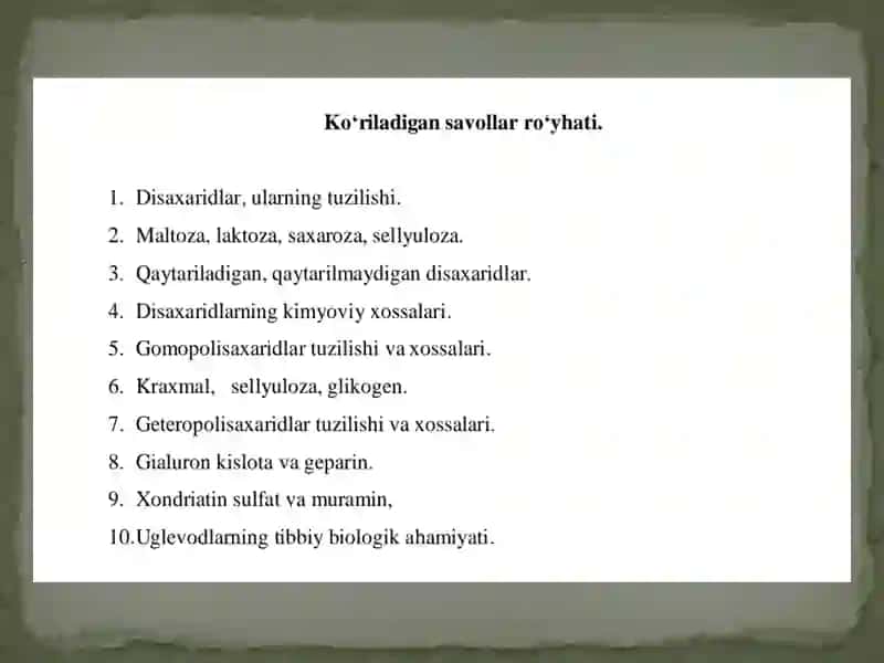Uglevodlar tibbiy va biokimyosi 2