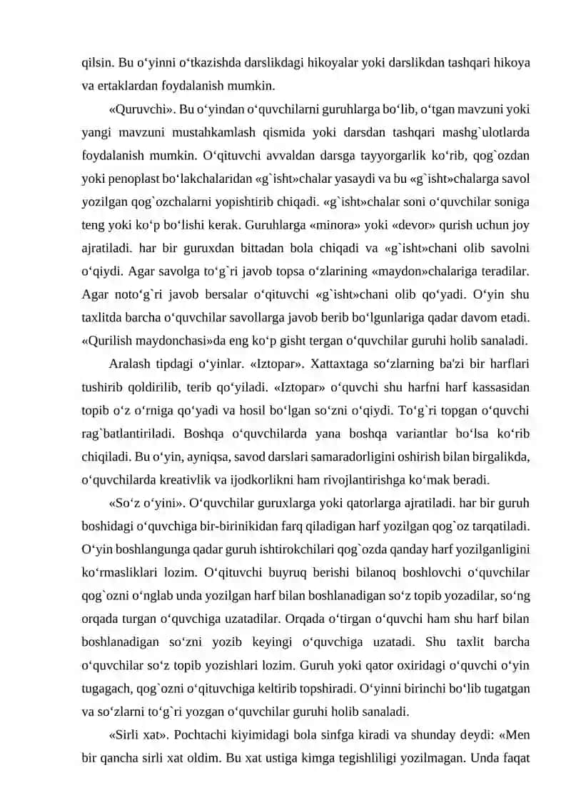 17-seminar mashg’uloti: Sintaktik mavzular o‘rganiladigan darslarni kuzatish va foydalaniladigan didaktik vositalarni tahlil qilish 2