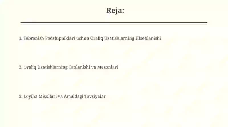 Tebranish podshipniklari uchun oraliqli oʻtqazishlarni hisoblash va tanlash 2
