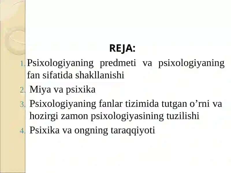UMUMIY PSIXOLOGIYAGAFANINING PREDMETI 2